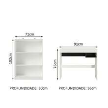 Escritorio Madesa Rubi y Librero Organizador 6907 Color Blanco - Blanco - Ver 3