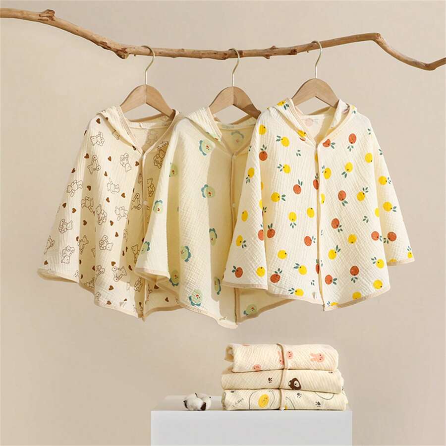 1 PC Baby Summer Sunscreen Clothes Thin Gauze Cloak Bathrobe Breathable Baby Outing Clothes Hooded Windproof Cloak