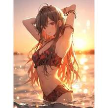 1pc/3PCS Wall Arts Posters Girl Kimono Samurai Knife Poster Cute Anime And Manga Girl Samurai Canvas Painting Printed Wall Art Pictures Suitable For Children's Room Home Decoration, Frameless/Framed ,Wall Art With Frame