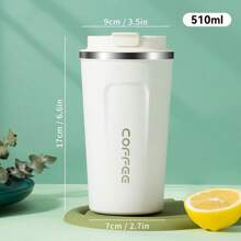 1pc/510ml Portable Latte Coffee Cup, Travel Drinking Cup, Stainless Steel Iced Tea Cup, Insulated Flat Bottom Cup, Insulated Water Bottle, Double-Wall Stainless Steel Insulated Cup, Vacuum Flask With Anti-Slip Shell, Travel, Portable European High-End Delicate Latte Cup For Men And Women, High-End Portable Cup - Suitable For Milk, Coffee, Tea, Juice