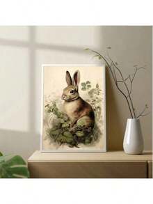 1/6PCS Optional Frame Posters Wall Arts Animals Rabbit Poster Canvas Wall Art Picture Decor ,Wall Art With Frame - Multicolor - View 24