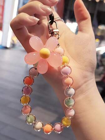 多色串珠挂绳手工花串珠手机挂绳手链包包吊坠钥匙扣韩式/日式风夏季花卉伴娘礼物手机挂饰