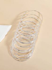 20pcs Delicate Bling Bamboo Knot Embossed Bangle Bracelets For Girls