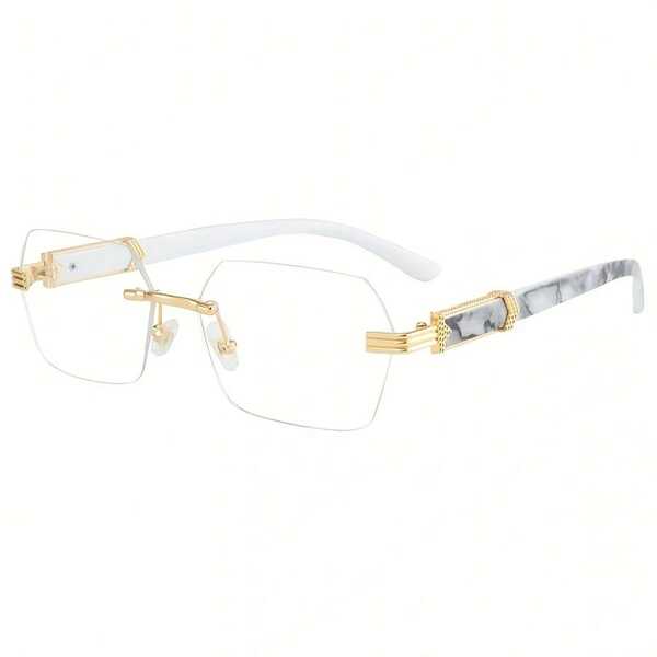 قطعة واحدة من نظارات الرجال ذات العدسات الشفافة بدون وصفة طبية، بتصميم عديم الإطار، بطراز عتيق، متعدد الاستخدامات، عالي الجودة، مناسب للارتداء اليومي، للتصفح، المكتب، القراءة، الألعاب