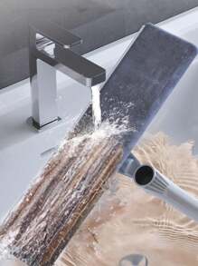 1 Set Of 360° Swivel Head Squeegee With Retractable Handle, Double-Sided Window Cleaner With Scrubbing Pad And Rubber Blade, Plastic And Stainless Steel, Suitable For Outdoor And Bathroom Glass Cleaning (Original Cloth Already Installed On The Product Mop Head)