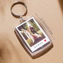 Custom 1pc/3pcs/5pcs Photo And Text Keychain, Personalized Acrylic Keychain, Custom Couple Keychain, Photo Key Ring, Valentine's Day, Valentine's Day Gift,, Birthday's Gift, Anniversaries, Couples Gift