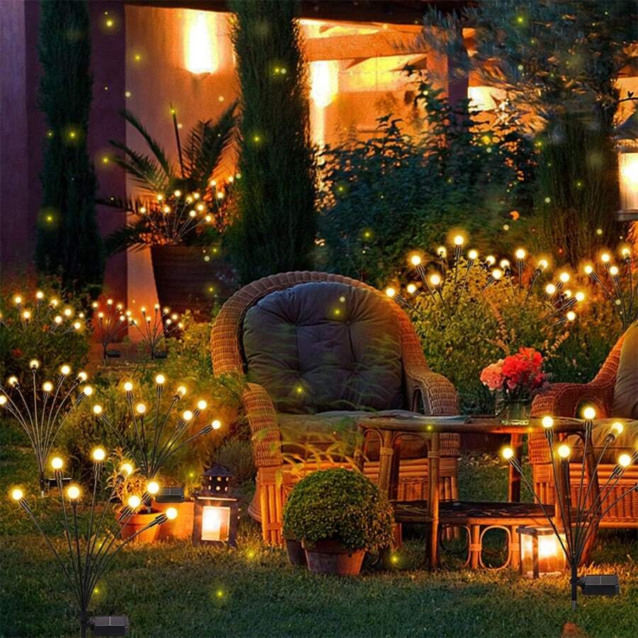 NetHong 2x 8LED Solar Light Garden Firefly Lights Swaying Path Lamp Outdoor Waterproof - 8LED-warm Light - View 1