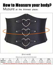 1pc Women's Heart Buckle PU Dress, Shapewear Fashion Elastic, Multi-Sizes For Plus-Size, Suitable For Daily And Holiday Use Women Corset Belt For Dress,Waist Trainer Waist-Shaping For Waist Slimming And Tummy Control - Black - View 10