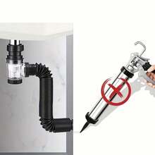 1PC Anti-Odor Bathroom Sink Drain Kit With Extendable P-Elbow - Stainless Steel With ABS Material For 1.25" To 1.96" Drain Pipes Kitchen Items Kitchen Accessories Kitchen Kitchen Tools - Black - View 10
