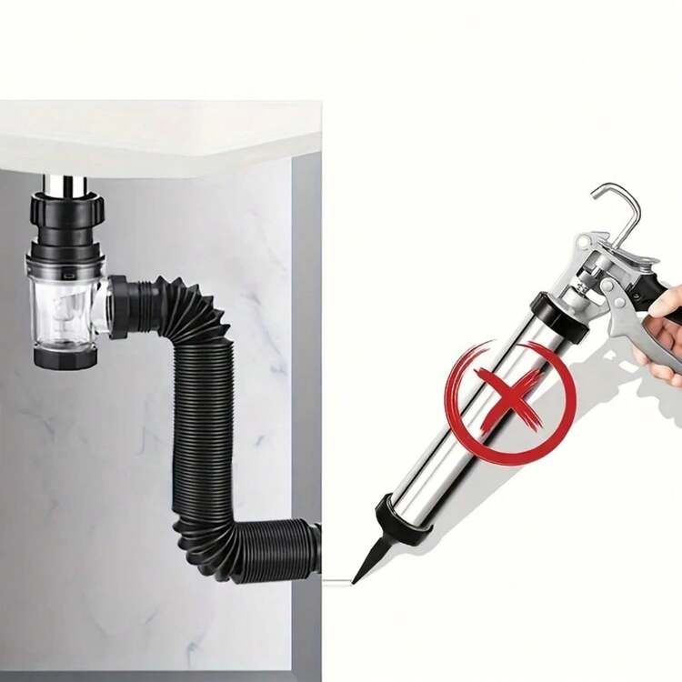 1PC Anti-Odor Bathroom Sink Drain Kit With Extendable P-Elbow - Stainless Steel With ABS Material For 1.25" To 1.96" Drain Pipes Kitchen Items Kitchen Accessories Kitchen Kitchen Tools - Black - View 10