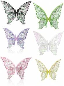 1pc Holiday Fairy Wings ,Carnival Festival Party Performance Props, Sparkle Butterfly Wing Wedding Costume Angel Wings For Women Carnival Dress Up Accessories,Hot Gold Dazzling Butterfly Wings Fairy Wings,Birthday Present Halloween - Multicolor - View 2