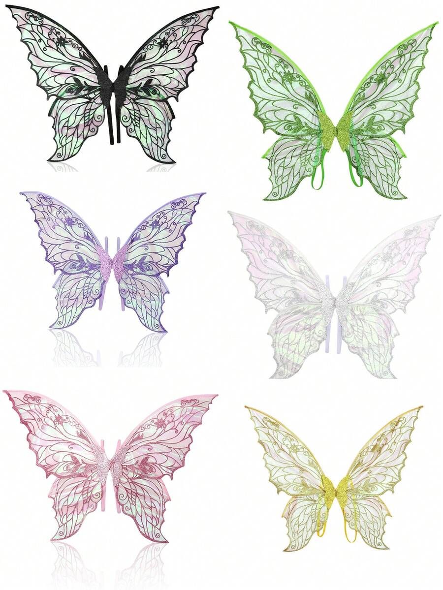 1pc Holiday Fairy Wings ,Carnival Festival Party Performance Props, Sparkle Butterfly Wing Wedding Costume Angel Wings For Women Carnival Dress Up Accessories,Hot Gold Dazzling Butterfly Wings Fairy Wings,Birthday Present Halloween