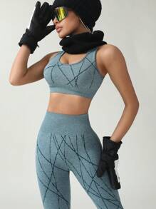 Seamless Women Sports Bra & High Waist Tummy Control Yoga Pants Set, Supportive & Shock-Absorbent
