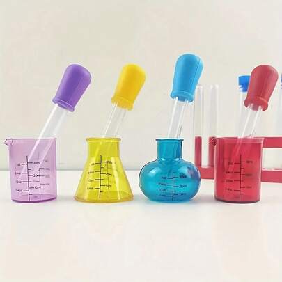 4pcs/8pcs Mini Counting Cup Learning Set - Color Classification Scale Cup - Color Dropper Set - Cultivate Scientific Skills Through Precise Measurement And Engaging Sensory Learning Experience - Very Suitable For Early Education Development And Chemical Exploration, School Supplies,Back To School