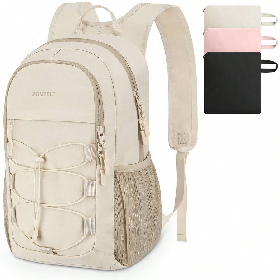Drawstring Backpack Sport Bag Hiking Camping Bag Lightweight Packable Portable Backpack For Trip,Travel Bag For Men Women,For Travel/For Cycling/For Hiking/ For Outdoor - 白色 - 查看 1