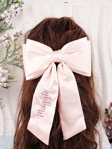 Embroidered Hair Bows, Personalized Girls Hair Accessories, Custom Your Name Hair Bows, Bridal Hair Bows, Hair Clips For Girl, Gift For Her,Multi-Functional,Ornamental,Letter,Stylish,Modern,Colorful,Cute,Adorable,Casual,Custom,Personalised,Unique,Customized,Ideal Gifts For Him,Ideal Gifts For Her,Kids,Gala Night,Travel, School - Bow Embroidered Name Hairpin - View 2