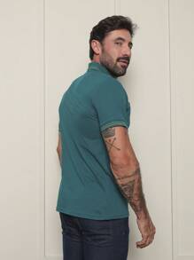 Camisa Polo Masculina Sky Surf Manga Curta Lisa Gola com Botão Camiseta Verde