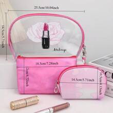 Set da 3 pezzi Pochette per cosmetici in PVC trasparente, set da regalo elegante per cosmetici