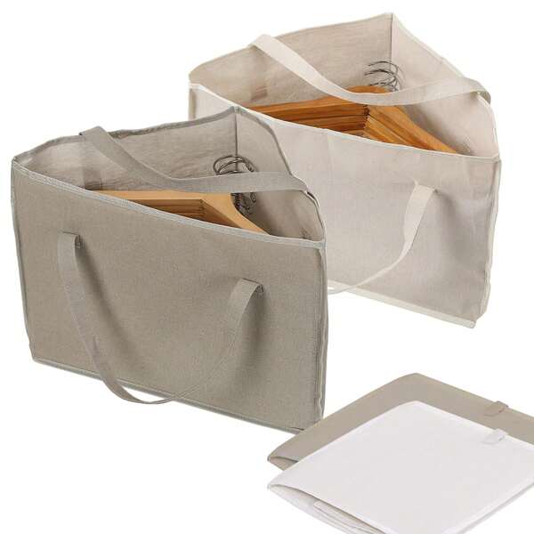 inbeaufon 2pcs/Set Hanger Storage Triangle Bag Holder With Handles For Space Saving Hangers Organisers Waterproof Hanger Tidy Storage And Easier Storage Bag With PP Boards In Closets Wardrobe Laundry Rooms