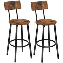 Bar Stools Set Of 2, Breakfast Bar Stools, Kitchen Stools With Backs And Footrest, High Bar Chairs For Dining Room, Party - Brown - View 2