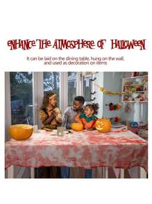 1/2pcs Halloween Bloody Gauze Tablecloth - 215.9cm X 152.4cm Bloody Handprint Rectangular Tablecloth - Scary Halloween Tablecloth Suitable For Hospital Halloween Decorations, Spooky Parties