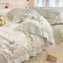 Vclife Modern Luxury Solid Color Duvet Cover Full For Girls Women And Jersey Knit Cotton Duvet Cover Queen Soft Grapefruit Bedding Set Queen , Ultra Soft, 4 Corner Ties With Two Pillowcases, No Comforter - Bạc hà muối biển ren - Xem 5