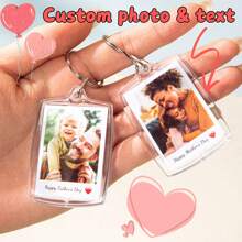 Custom 1pc/3pcs/5pcs Photo And Text Keychain, Personalized Acrylic Keychain, Custom Couple Keychain, Photo Key Ring, Valentine's Day, Valentine's Day Gift,, Birthday's Gift, Anniversaries, Couples Gift