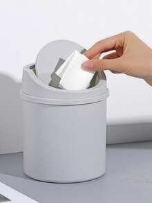 1 pieza Caja de almacenamiento mini popular con diseño de corazón estilo INS para dormitorio de niña, bote de basura de plástico con tapa, papelera de escritorio para decoración de oficina en el hogar, mesa de café, oficina, sala de estar - Multicolor - Ver 5