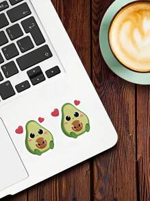 1/3pcs Avocado Eating Cookies Stickers, Cartoon Foodie Style Decorate Your Laptop, Water Bottle, Journal, Skins, Guitars, Helmets, Office Supplies, School, Skateboards, Luggage, And Other Funny Vinyl Record Waterproof Decal