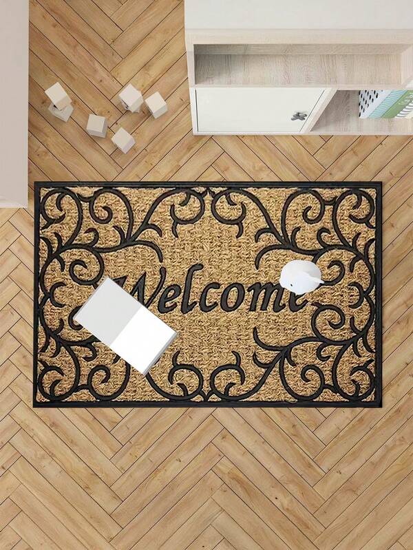 قطعة واحدة بساطة "مرحبا" بالبوابة/السجادة/الحصير الديكوري للأرضيات، سجادة، حصير باب الدخول، سجادة غرفة المعيشة، حصير الحمام، ديكور الغرفة، ديكور المنزل، المدخل الخارجي، سجادة مدخل المنزل، سجادة المطبخ، مانع الانزلاق، قابل للغسل بالغسالة، حصير مستطيل للمدخل - متين، سهل التنظيف، حصير ديكور للباب والحمام والمدخل - متوفر بأحجام متعددة للاختيار من بينها، مقاوم للبقع، متين، مقاوم للغبار