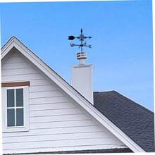 Weathervane, Vintage Black Metal Weathervane With Wind Direction Indicator For Outdoor, Garden, Roof And Fence Decoration