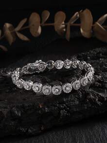 rakol 1 chiếc vòng tay tennis Cubic Zirconia sáng bóng màu bạc, thiết kế mỏng phù hợp cho phụ nữ đeo hàng ngày - Vòng đeo tay - Xem 11