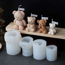 3D Cute Bear Silicone Candle Mold DIY Seated Bear Animal Handmade Candle Mold Soap Gypsum Epoxy Handicraft Making Supplies Creative Gifts Home Decoration Holiday Gifts Candle Making Lovers