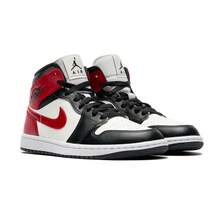 Women's Air Jordan 1 Mid Sail/Gym Red-Off Noir-White (BQ6472 160) - 白色 - 查看 3