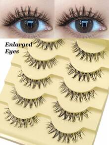 Asiteo 5 Pairs Cartoon Style False Eyelashes, Transparent Band, Spiky Anime False Lashes, Soft, Natural, Lightweight, Suitable For Daily Makeup - Easy To Wear, Reusable, Comfortable - 尖尾漫畫款 - 查看 3