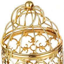 Gold Metal Electroplated Birdcage Shaped Candlestick Home Decor - Multicolor - View 4