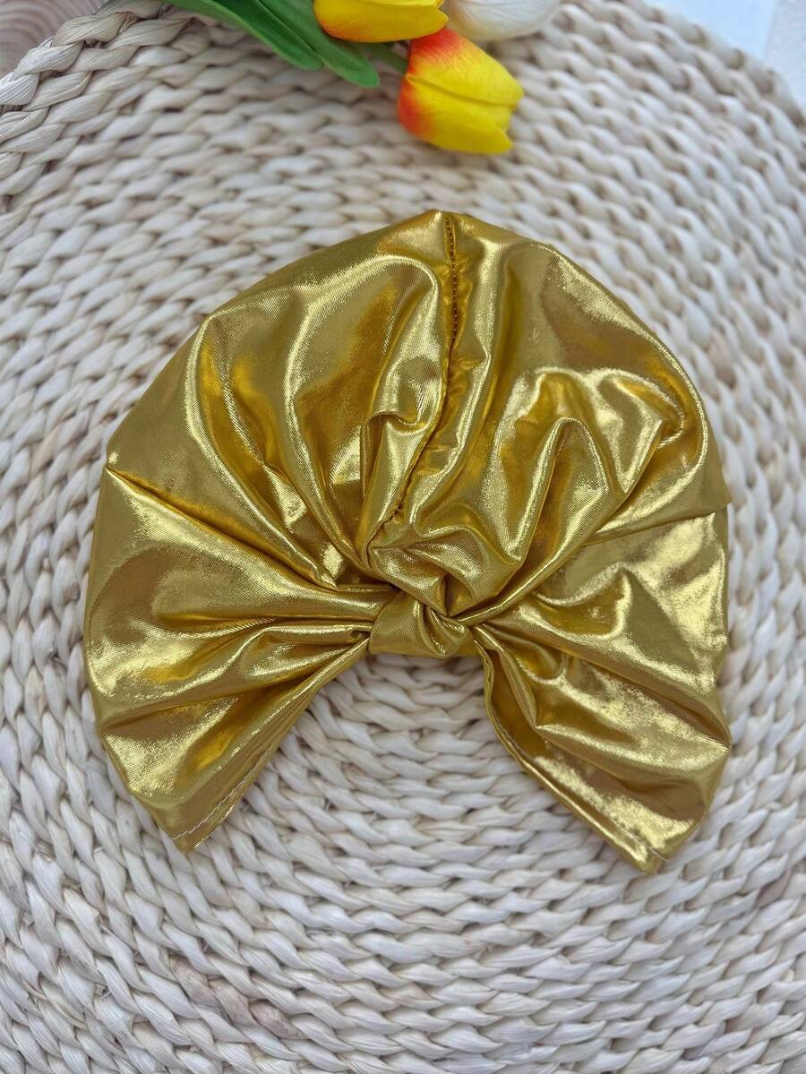 1pc Women's Headband Scarf Hat Sleeve Hat, High Elasticity Wrap Around Hat With Detachable Scarf, Fashionable Sun Protection - Gold - View 1