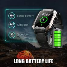 KELEEL 男士智能手表 5ATM 防水户外战术智能手表坚固耐用 1.7 英寸高清大屏幕健身追踪器睡眠监测器适用于 iOS 和 Android