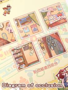 2/1pc Extra Large Decorative DIY House Stickers, Scene Stickers, 3D Miniature House Stickers, Landscape Stickers, Scenery Stickers, Handbook Stickers, Classified Sticker Small House Scenes, Reusable, Multiple Sizes Available - Multicolor - View 6