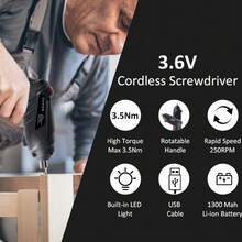 14/26/47pcs 3.6V Rechargeable Wireless Electric Screwdriver Set - Multifunctional Rotary Tool With LED Light, Versatile For Home Repair, Woodworking And DIY Projects