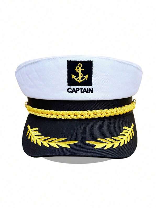 1 pieza Gorra plana blanca unisex estilo marinero, sombrero de capitán, adecuado para uso diario y vestimenta de playa/fiesta