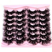 HBZGTLAD Mink Lashes Fluffy 20mm Faux Mink Lashes Cat Eye Big Long False Eyelashes Dramatic Soft 25mm Lash Strips 3D Volume 14 Pairs Strip Eyelashes Pack - 紅色 - 查看 7