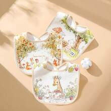 3pcs/Pack Baby Muslin U-Shaped Bibs, Cartoon Printed Burp Cloths, Infant Feeding Accessories