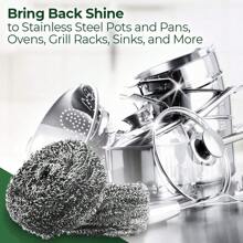 4pcs/12pcs Stainless Steel Scrubber - Rust-Resistant, Scrubber, Easily Cleans Dishes, Pans And Ovens, Multi-Purpose Use, Cleans Up Stubborn Yuko Messes