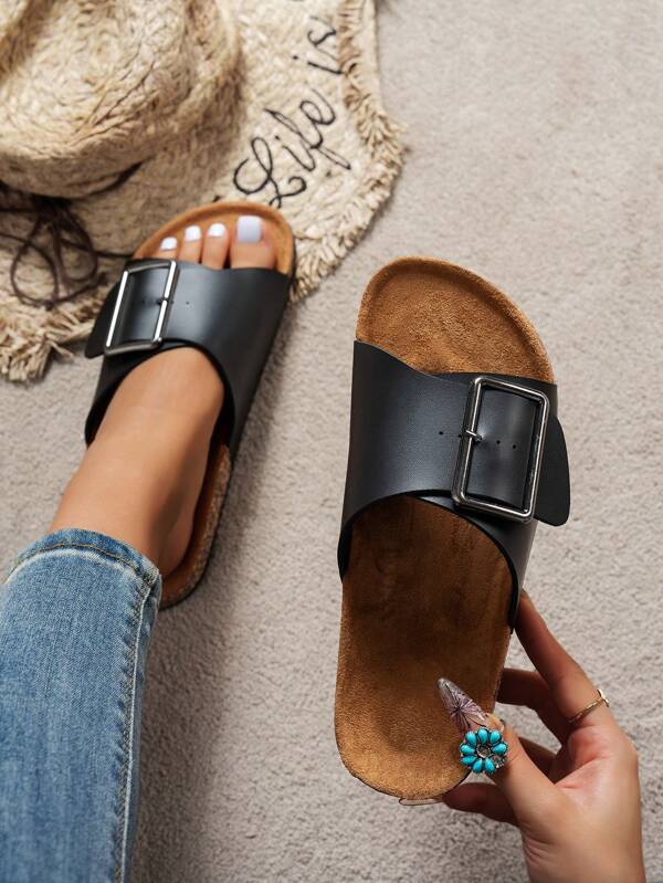 Mädchen Lässig Flache Sandalen, bequemes Kunstleder, Metallschnalle, leicht und komfortabel, geeignet für alle Jahreszeiten, Lässig Sandalen | Sandalen mit Metallschnalle | Verstellbarer Riemen Sandalen