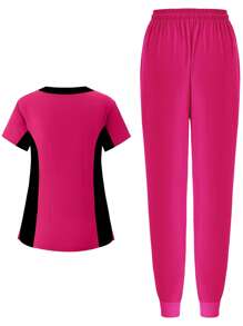 (Six-Piece Set) Scrubs Uniform Women's Running Matte Elastic Sports Nurse  Uniform Wash Clothes Work Clothes Breathable Scrub Shirt