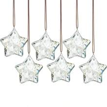1/6pcs Transparent Pentagram Crystal Glass Suncatcher Christmas Ornaments Clear Faceted Glass Christmas Star And 2025 Annual Christmas Star Crystal Hanging Ornaments For Christmas Tree Winter New Year Party Supplies Christmas Decor