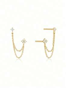 1 par de pendientes de circonita cúbica de moda, adecuados para mujeres, regalo del Día de San Valentín, joyería de boda, regalo del Día de la Madre