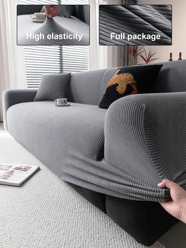 1pc 3D Sofa Cover, Multi-Functional Full Sofa Slipcover, Solid Color Geometric Pattern Design Sofa Protector & Decor, High Elasticity All-Inclusive Sofa Cover, Suitable For All Seasons