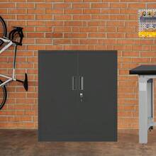 Metal Storage Cabinet With Locking Doors And 2 Adjustable Shees Small Lockable Storage Cupboard For Home Office Garage Black - Black - View 8